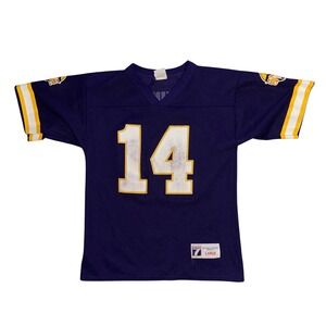Vintage Logo 7 Minnesota Vikings Brad Johnson 14 Jersey Youth Large Purple NFL